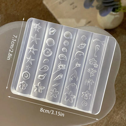 1 Pcs Lily Flower Sea Shell Conch Coral Starfish 3D Acrylic Nail Mold Nail Decorations DIY Silicone Manicure Mold Nail Art Mold