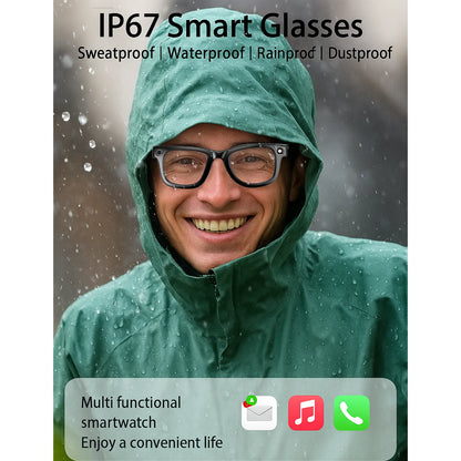 Smart Glasses With AI,Bluetooth Music Glasses With 140+ Translation,Anti-Blue Light Lenses,Camera Glasses For Travel Meeting