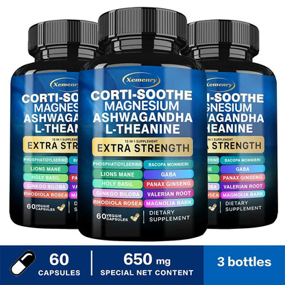 Corti-Soothe Cortisol with Magnesium, Ashwagandha, L-Theanine - Helps Lower Cortisol, Stabilize Mood and Promote Relaxation