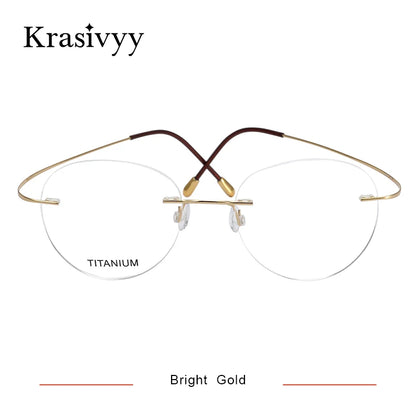 Krasivyy Round Rimless Glasses Frame Men Ultralight Myopia Prescription Eyeglasses Women Vintage Pure Titanium Optical  Eyewear