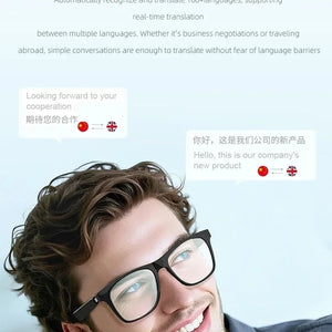 AI Bluetooth Smart Glasses Real-Time Translation Multilingual Listening Music & Call Functionality