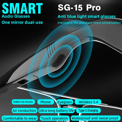 SG-15 Portable Outdoor Glasses Smart Music Sunglasses Earphones Wireless Bluetooth Headphone Hands-free Call Glasses For Driving