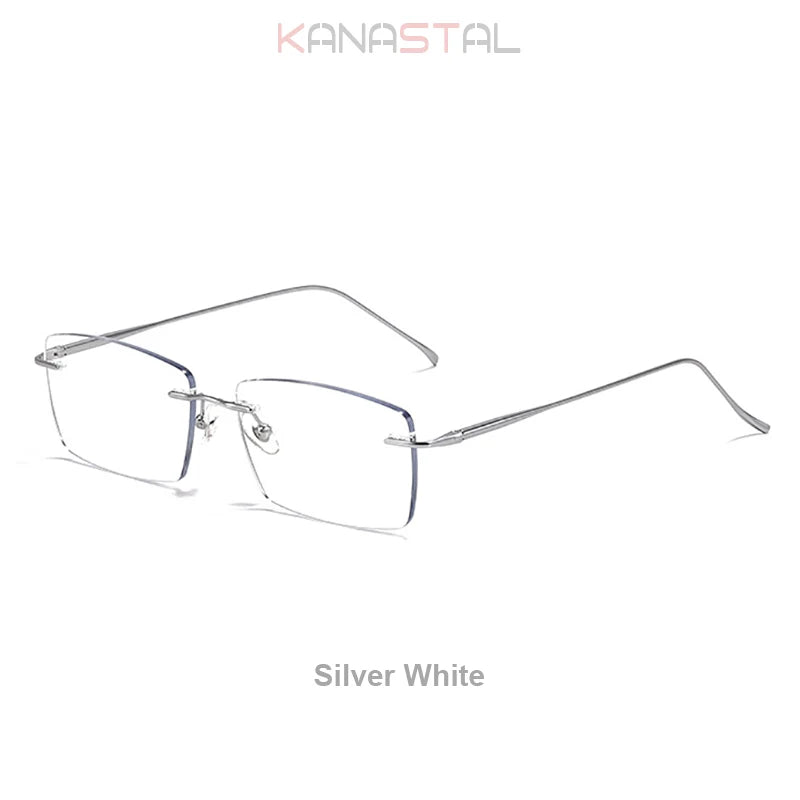 Men Rimless Eyeglasses Frame Blue Light Blocking Lenses Women Computer Pure Titanium Glasses Prescription Myopia Reading Eyewear