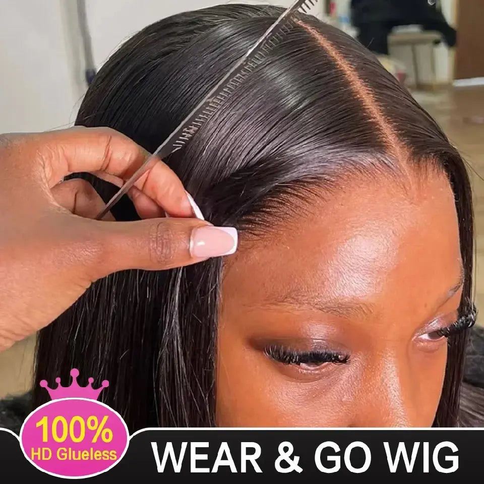 Wear And Go 5x5 9x6 Straight Glueless Wig Human Hair Ready To Wear Brazilian Lace Front Closure Wigs For Black Women Preplucked