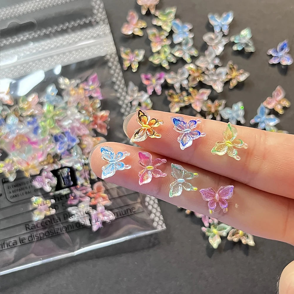 50pcs 3D Mini Cartoon Jelly Cat Paw Nail Art Charms Resin Mixed Luminous Effect Flatback Bear/Cat's Paw Manicure Hairwear Parts