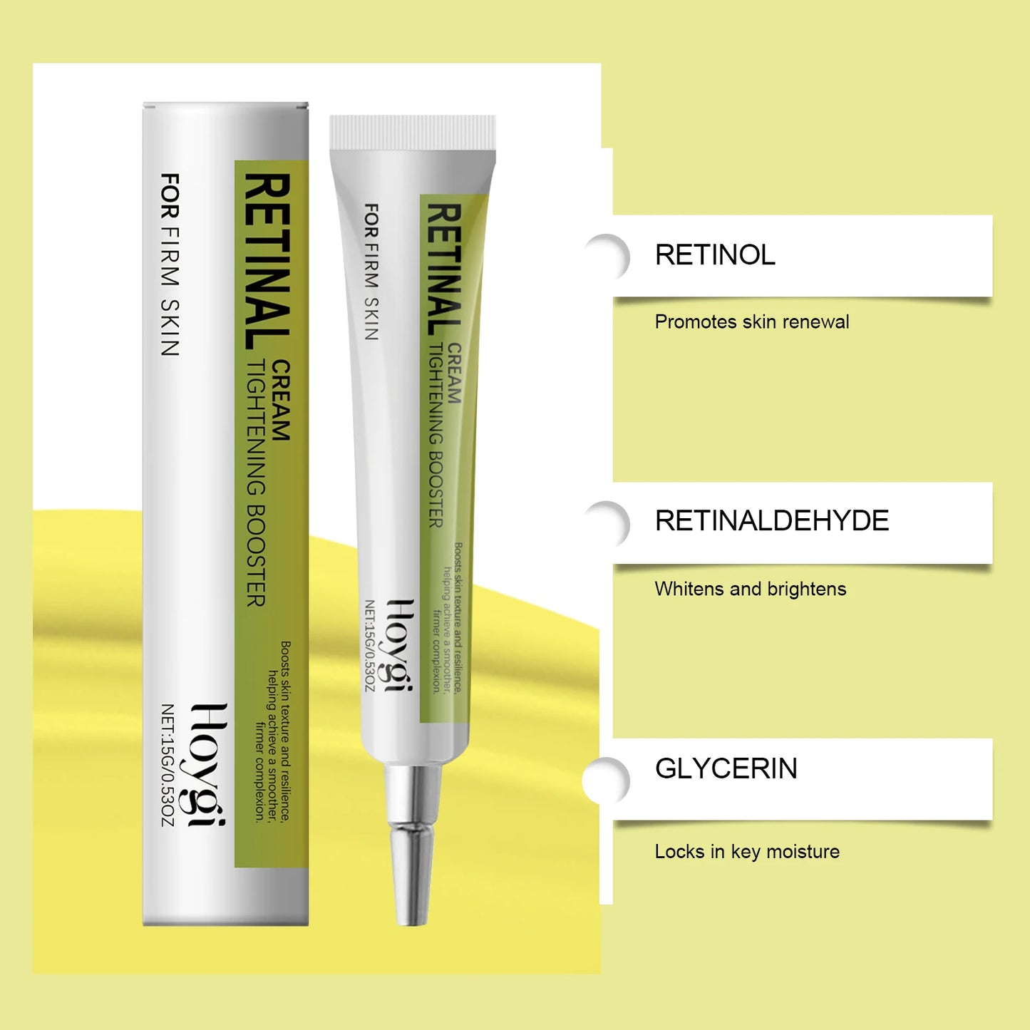 Hoygi 15g Retinol Eye Cream Gentle Anti Aging Formula for Delicate Eyes Hydrate Smooth Texture Reduce Fine Lines Night Repair