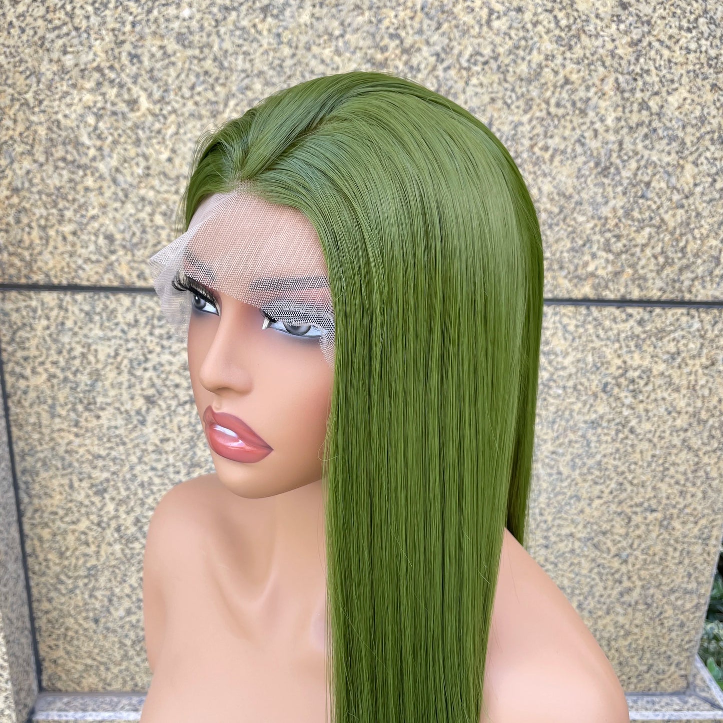 Grass Green 13x4 Synthetic Lace Front Wig for Woman Natural Hairline Long Silky Straight Wig 26 Inch High Quality Glueless Wig