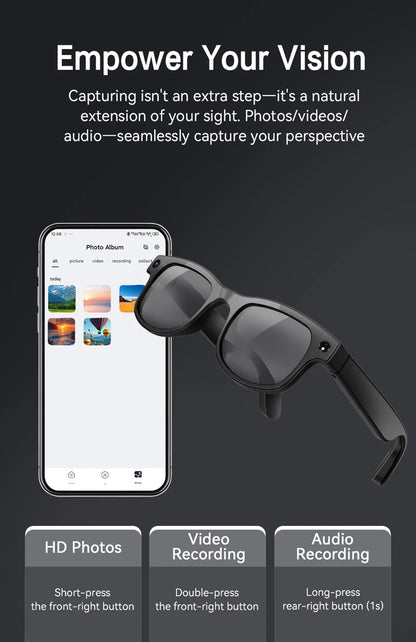 Xiaomi 6K AI Smart Camera Glasses Bluetooth Multifunction Calling Voice Assistant Music Player Translation Photochromic Glasses
