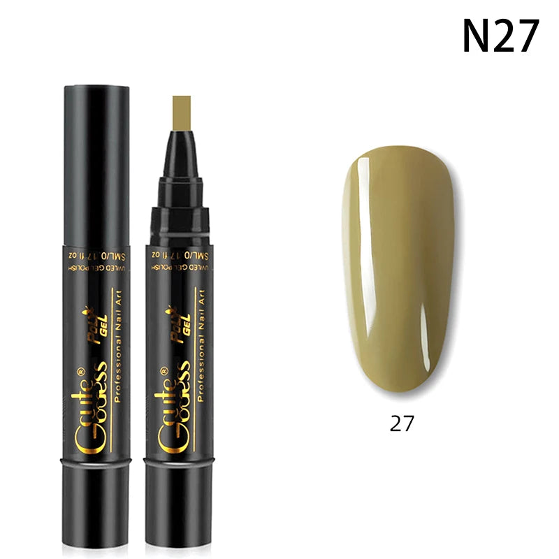 1 Pcs Pure Color Gel Nail Polish Pen For Nails Art Gel Semi Permanent Base Top Coat UV Gel Varnish Hybrid Neon Nail Polish