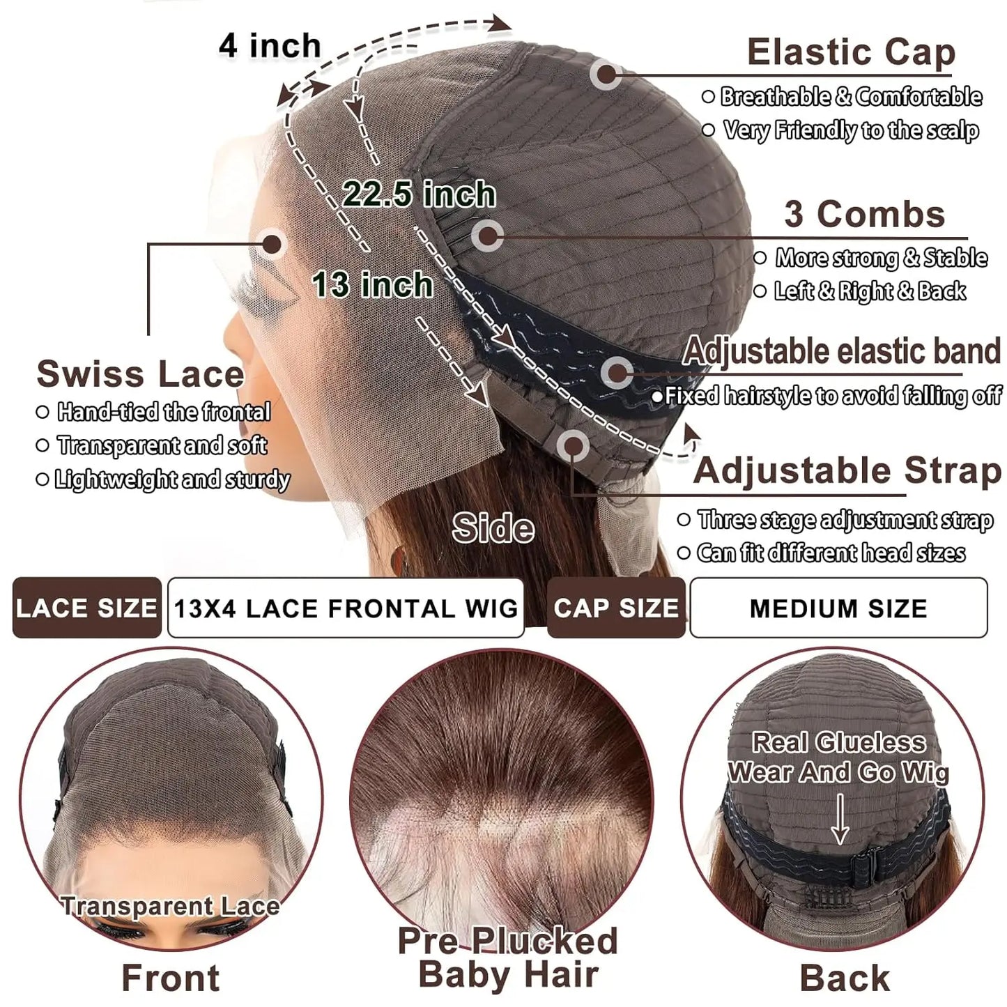 30 Inch 13x4 Lace Front Wig Human Hair Bone Straight Brown Colored Burgundy hd Transparent Lace Frontal Wigs Clearance Sale