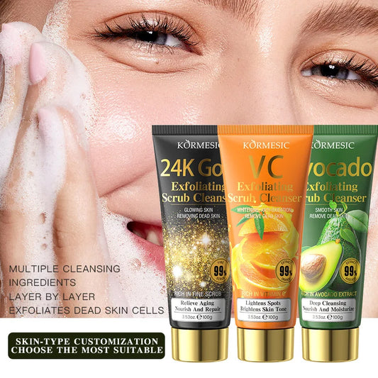 KORMESIC 24K Gold Exfoliating Facial Cleanser Moisturizing Oil Control Cleansing Face Wash Foam Skin Care