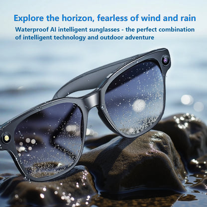 AI Smart Glasses Bluetooth Call Translator 800W Camera Sunglass Lenses Audio Built-in Mic Speakers  Voice Assistant Control