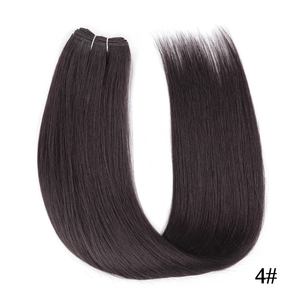 Straight Hair Extensions Synthetic Smooth Ombre Hair Weaving 26 inches brown Synthetic Straight Hair Bundles Full To End