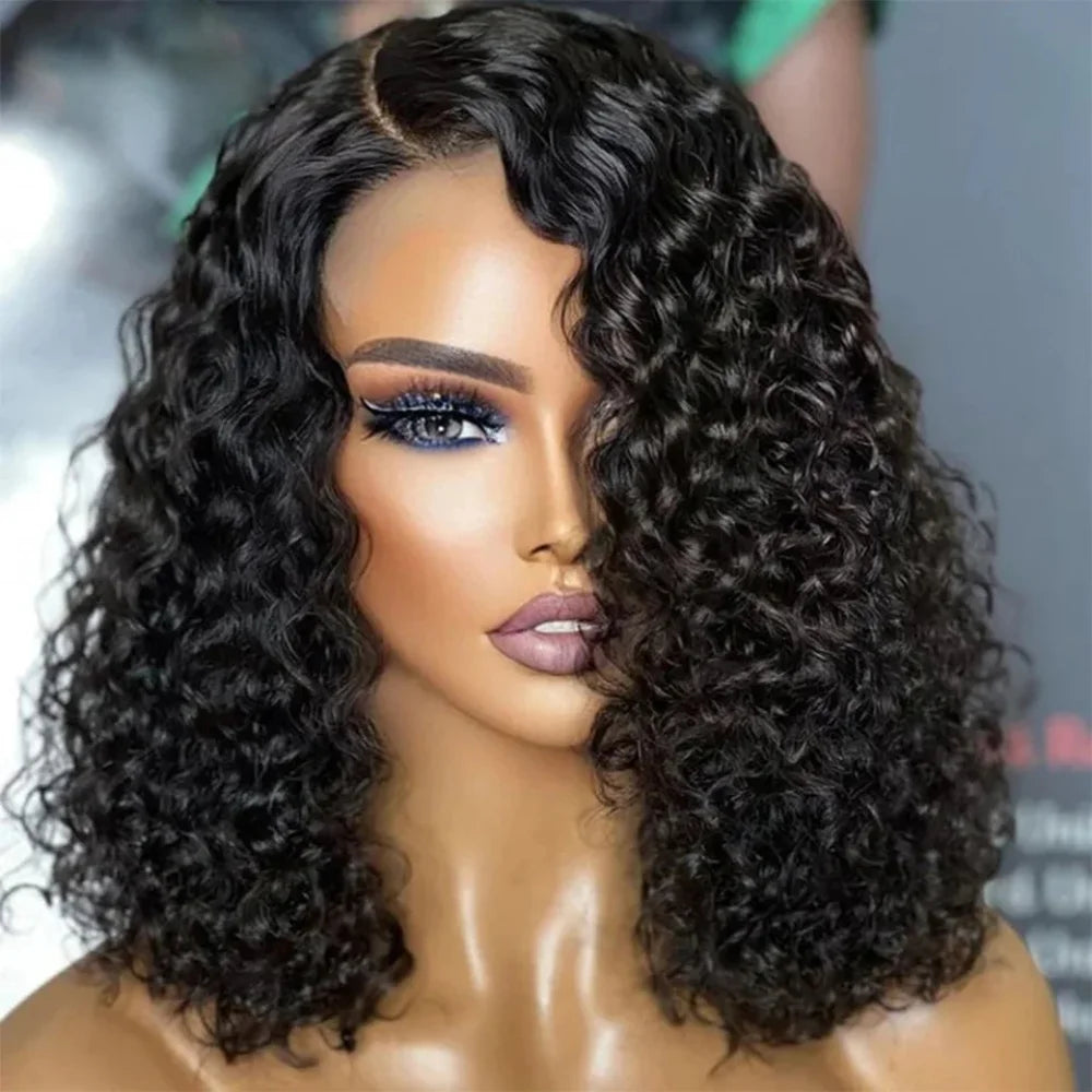 Brazilian Curly Short Bob 13x4 HD Lace Frontal Human Hair Deep Wave 4x4 Transparent Lace Front Wigs 200% Closure Wig For Women