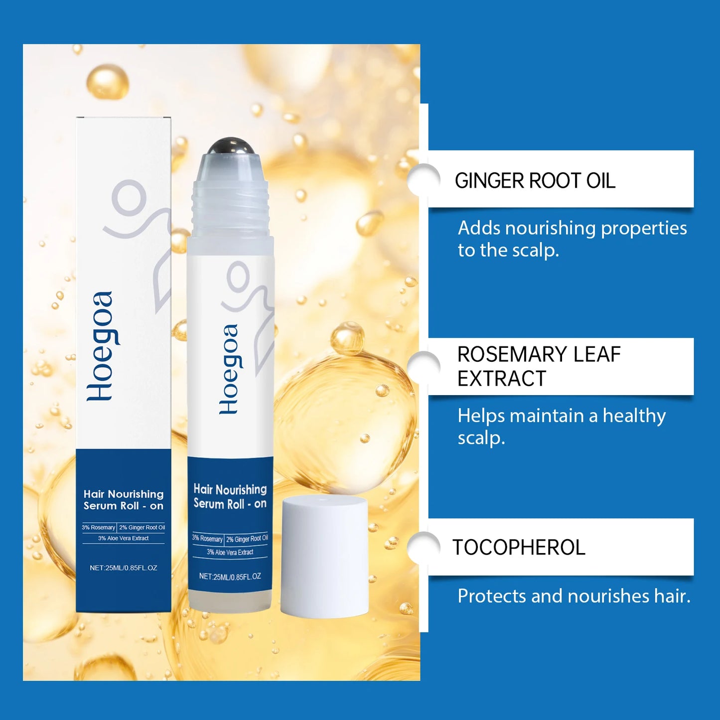 Rosemary Hair Nourishing Serum Roll-on Growth Roller Increase Hair Density Nourish Improves Scalp Health Hair Essence Care 25ml