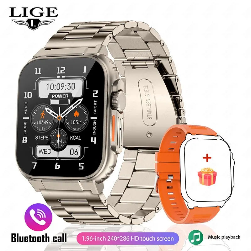 LIGE Bluetooth Call Men Smart Watch Women 600Mah Large Battery 100+ Sports Fitness Tracker Waterproof Local Music Smartwatch Man