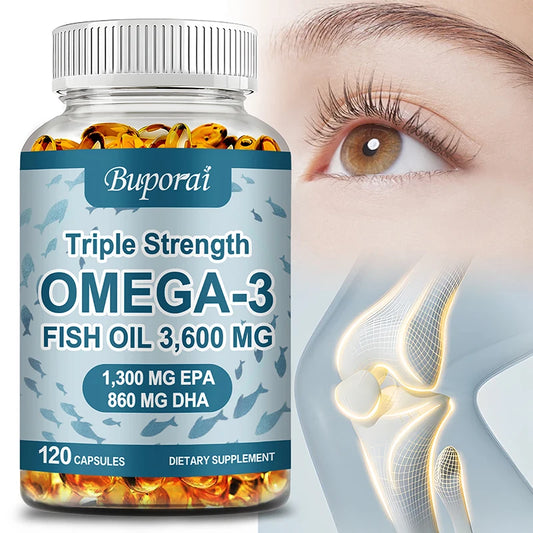 Omega-3 Fish Oil - Rich in DHA & EPA - Support Brain & Nervous System Health, Cardiovascular & Skin Health