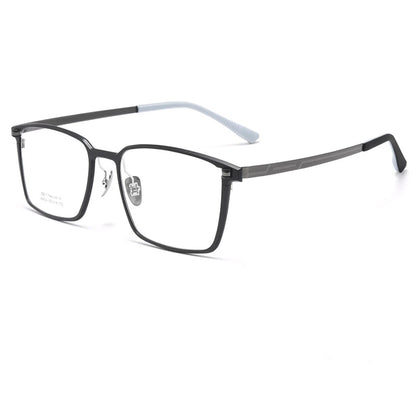 TFTB Ultra-light Pure Titanium Men's Square Eyewear Business Fashion Aluminum Magnesium Optical Prescription Glasses Frame 144mm