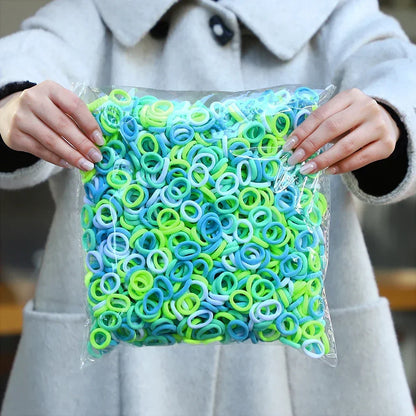 50Pcs/bag Colorful Basic Nylon Ealstic Hair Ties for Girls Ponytail Hold Scrunchie Rubber Band Kid Fashion Hair Accessories