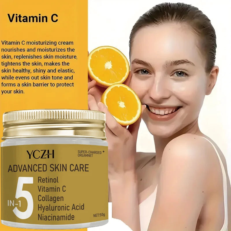 5 in 1 Instant Lifting Advanced Cream, Containing Retinol, Vitamin C, Collagen, Hyaluronic Acid, and Niacinamide, Tightens the Skin, Suitable for All Skin Types, Unisex, Elegant Packaging Design, Advanced Formula