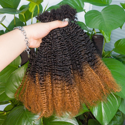 4C Kinky Twist Crochet Braiding Hair 100% Human Hair Dreadlocks Extensions 16" Curly Human Hair QVR Afro Kinky Bulk Hair T1B-30#