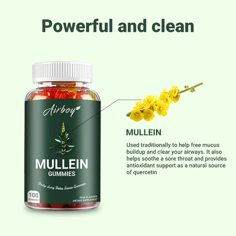 Mullein Gummies - Lung Cleansing and Detoxification, Promotes Respiratory Health, Boosts Immunity