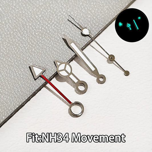 For NH34 GMT Hands Watch Hand Parts Blue&green BGW9 Luminous Suitable For NH35 Automatic Movement Watches Pointer Accessories