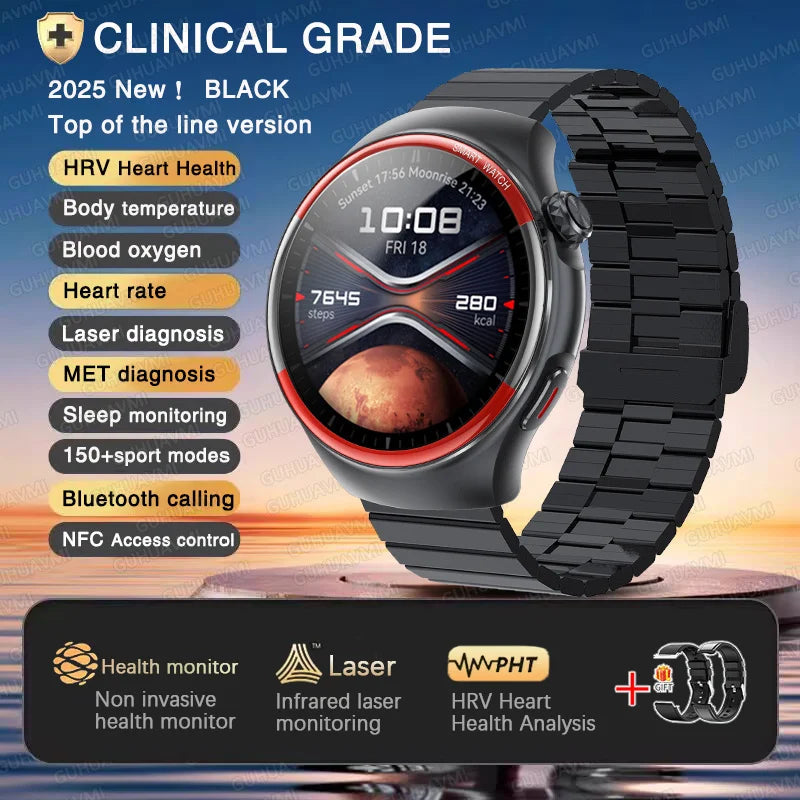 2025 NEW Nursing level Hypertension Health Risks Diagnosis Smart Watch HRV Heart Rate Pulse Sleep NFC HD Call Body Monito Watch
