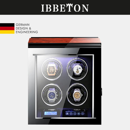 IBBETON High Quality Watch Winder for 2 4 6 9 Slot Automatic Watches with Mabuchi Motor LCD Touch Screen Wooden Watch Safe Box