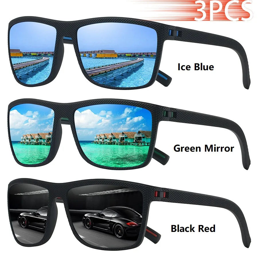 3 PCS Fashion Vintage Check Pattern Sunglasses Men Women Fishing Driving Man Luxury Brand Designer Sun Glasses UV400 Eyewear