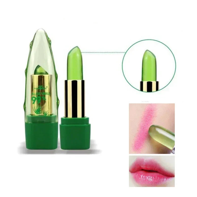 Aloe Vera Lipstick Batom Natural Temperature Change Color Jelly Lip stick Long Lasting Moistourizing Nutritious Lip Balm Makeup