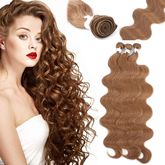 Colorful 26 Inch Body Wave Hair Bundles 613 Piano Blonde Natural Synthetic Hair Extensions Ombre Thick Ponytail Loose Deep Hair
