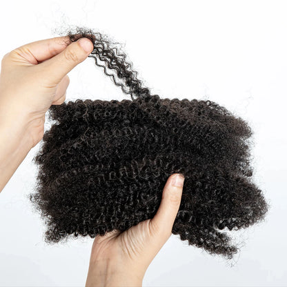 10-18 Inches Afro Kinky Bulk Human Hair Natural Color Bulk Human Hair Remy Hair Bundle Bulk Hair for Braiding Hair Extensions