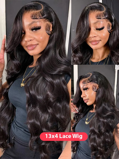 100% Human Hair 13x6 Body Wave Lace Frontal Wig HD 30 40 Inch 13x4 Lace Front Wigs Water Loose Waves Black Brazilian Pre Plucked