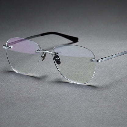 Pilot Rimless Glasses Men Optical Frame Pure Titanium Myopia Hyperopia Progressive Prescription Lens Eyeglasses Anti-Reflection