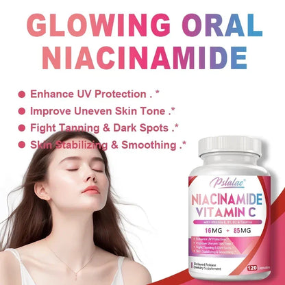 Niacinamide Vitamin C - Supports Skin Cell and Brain Health, Skin Repair, Boosts Metabolism and Nerve Function Supplement