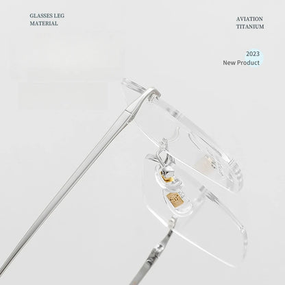 YIMARUILI Ultra-light Fashion Polygonal Luxury Myopia Eyewear Men Retro Pure Titanium Optical Prescription Rimless Glasses Women