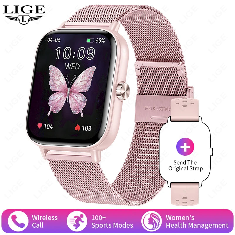 LIGE 2025 Smart Watch Women Bluetooth Call Sport Fitness Tracker Watch Health Monitor Fashion Ladies Men Smartwatch For Android