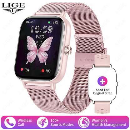 LIGE 2025 Smart Watch Women Bluetooth Call Sport Fitness Tracker Watch Health Monitor Fashion Ladies Men Smartwatch For Android