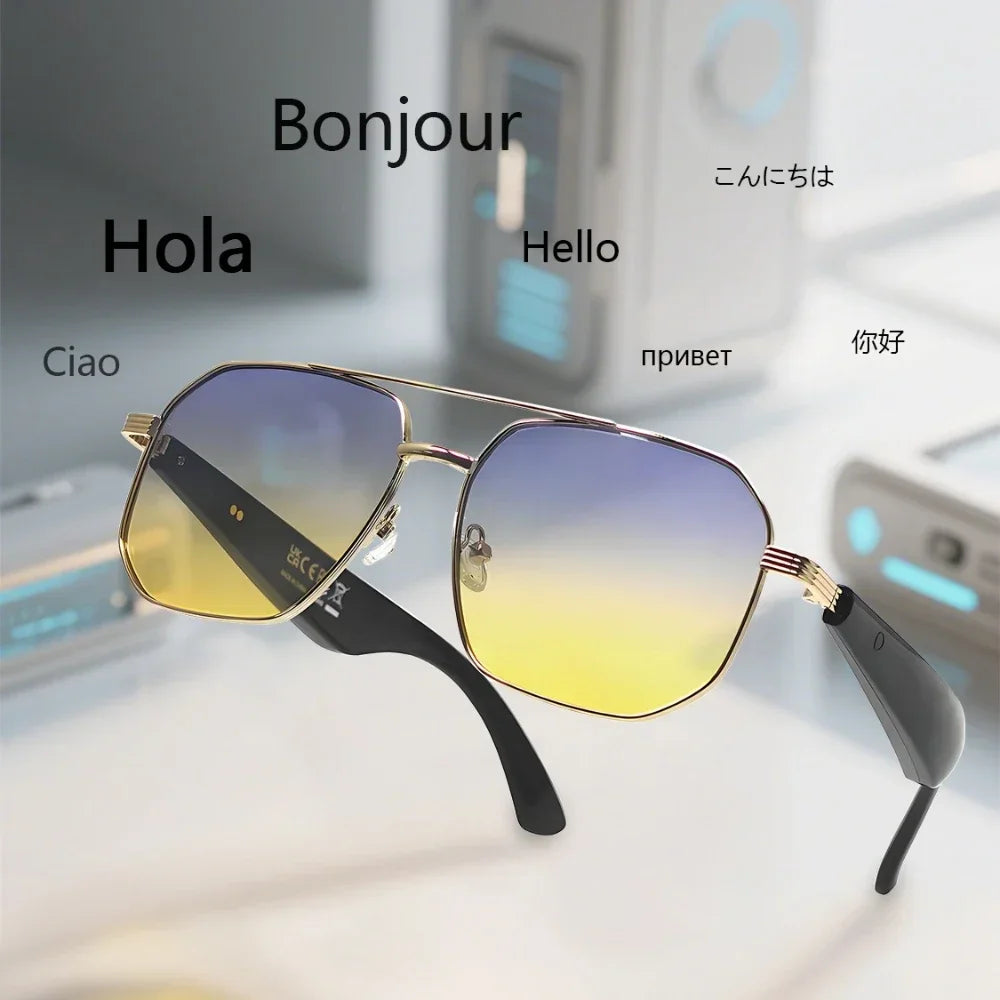 GY300 AI Smart Photochromic Glasses Multifunction Camera Bluetooth Call Voice Assistant Music Player Translate Glasses