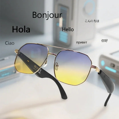 GY300 AI Smart Photochromic Glasses Multifunction Camera Bluetooth Call Voice Assistant Music Player Translate Glasses