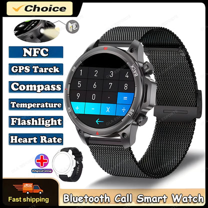 New GPS Sports Smart Watch Men 2025 AMOLED HD Screen Heart Rate NFC Watches Bluetooth Call Waterproof smartwatch For Android iOS