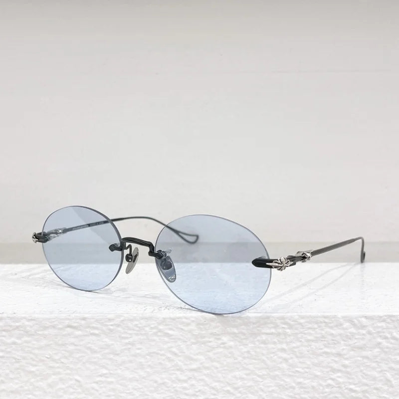 Sunglasses Rimless Men Alloy Black Retro Designer Luxury Brand Model Travel Party UV400 Women Fashion SUN GLASSES High Quality