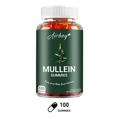 Mullein Gummies - Natural Lung Cleanser and Detoxifier, Promotes Respiratory Health, Relieves Headaches