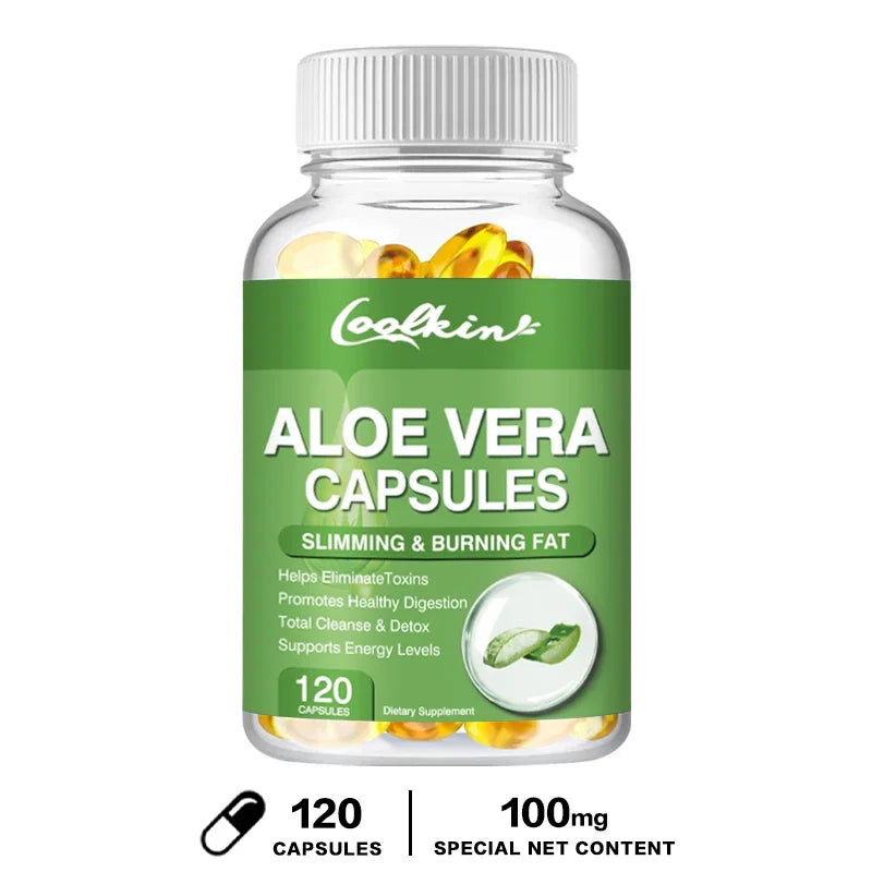 Natural Aloe Vera Extract Capsules, Non-GMO, Dietary Supplement