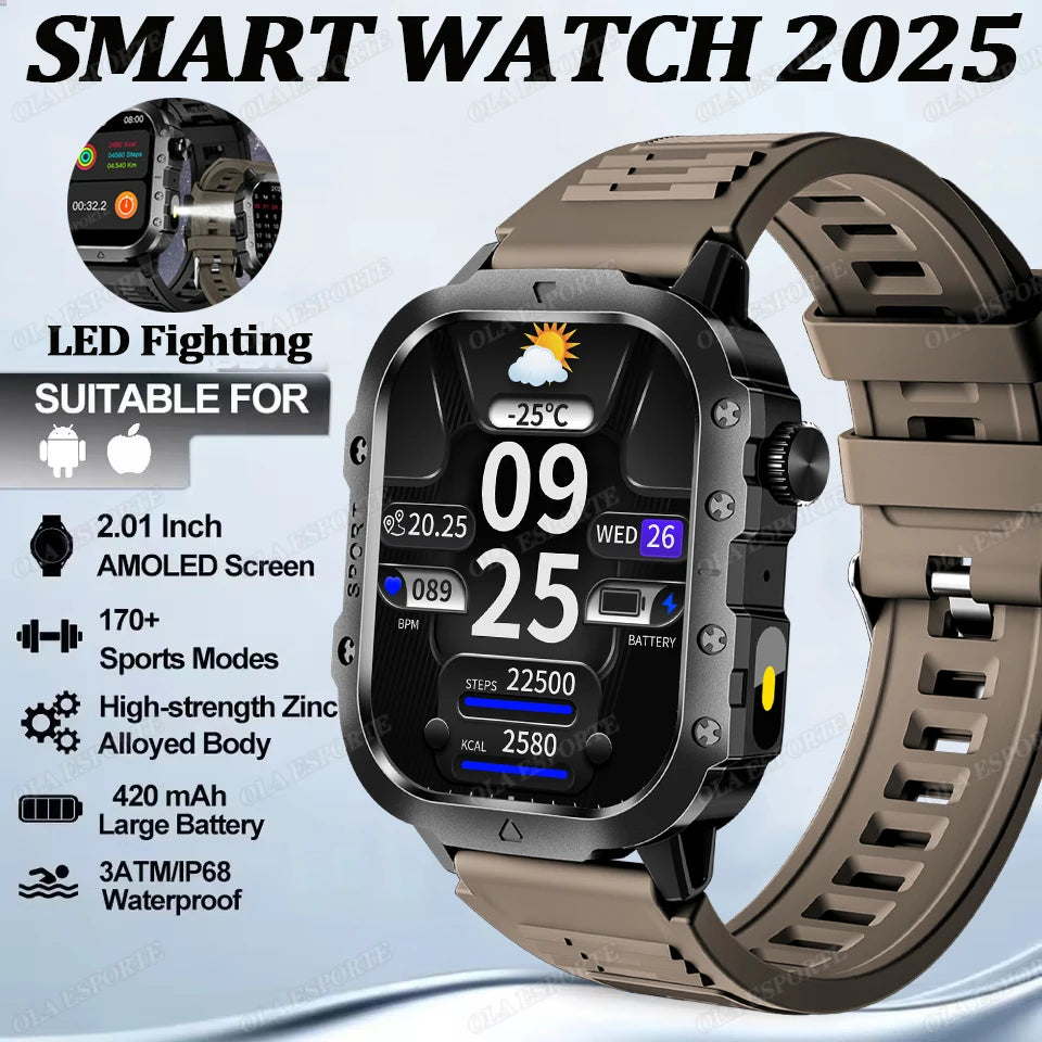 New For  Smart Watch Military GPS Men Flashlight Waterproof Outdoor Sport Tracker Bluetooth Call Smartwatches Women