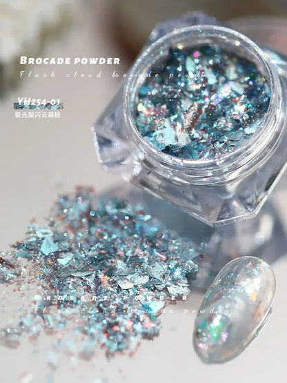 10g Laser Nail Glitter Flakes Mix-Hexagon Holographic Sparkly Powder Nail Art Decoration Loose Reflective Mermaid Chunky Sequins