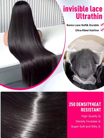 230 Density 30 40 Inch Bone Straight 13x6 HD Lace Frontal Wigs Preplucked 13x4  Lace Front Human Hair Wig Glueless 5x5 Closure