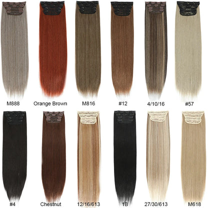 24 Inches 200grams Blond 27/613 Clips In Straight Hair Extensions 4Pcs/lot Heat Resistant Soft Natural Bio Human-Like Colored