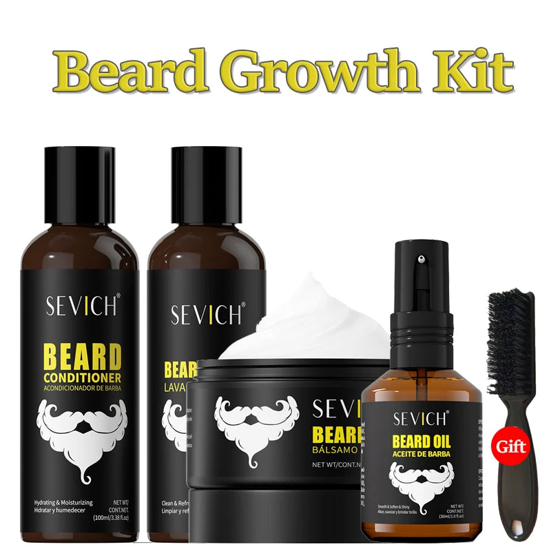 Beard Growth Kit Beard Growth Essence Oil Nourishing Beard Conditioning For Men Wash Care Set Beard Styling Massage Strengthen
